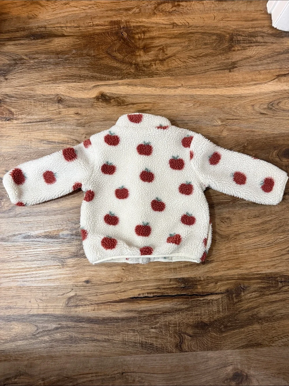 Carter's Little Planet Cream Sherpa Jacket with Red Apple Print - 18M